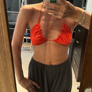 Resa Bowie satin top in orange red color new size xs